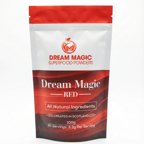 Balance Hormones with Red - Superfood Powder containing Flaxseed, Raspberry, Strawberry, Carrot, Beetroot, Coconut Water and Banana