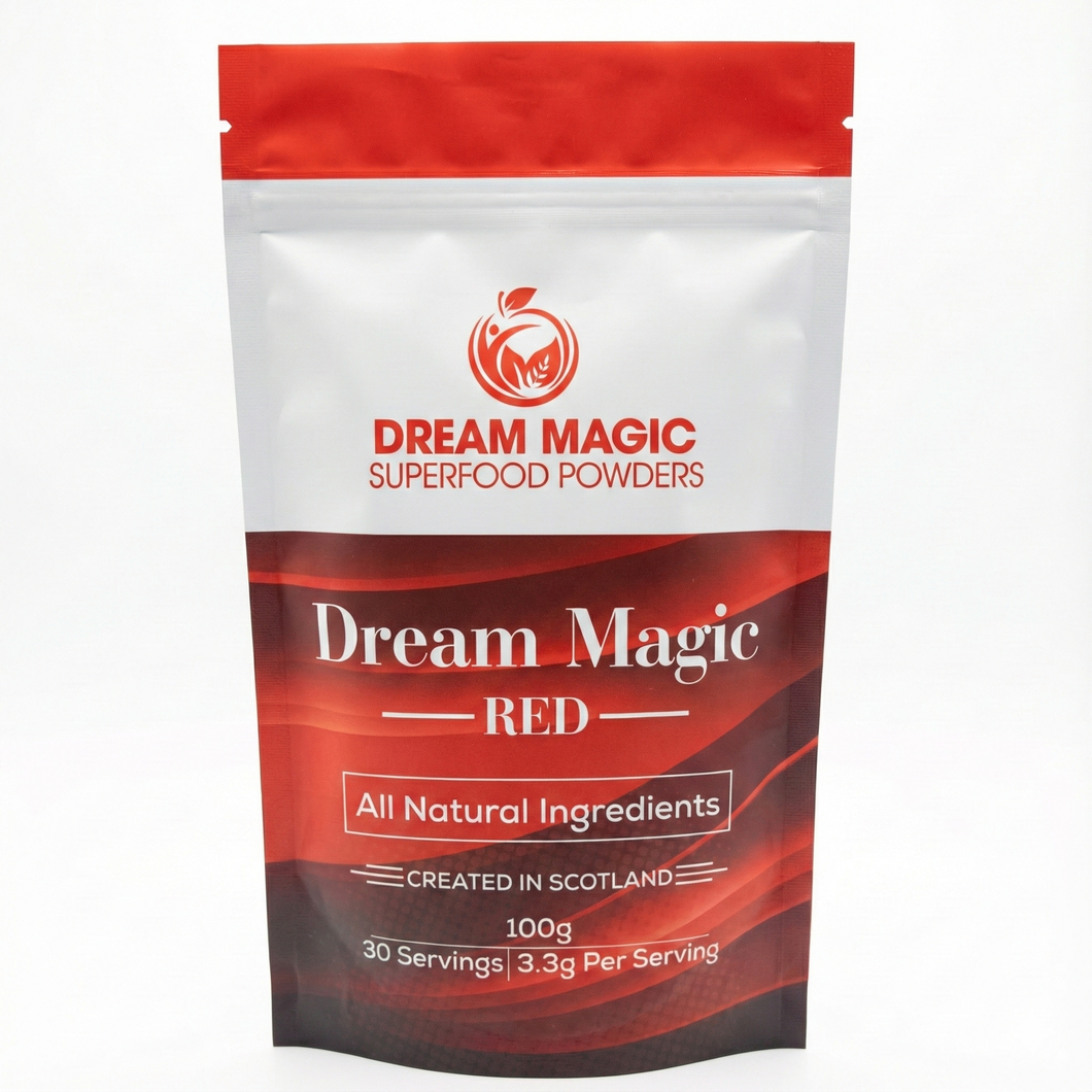 Balance Hormones with Red - Superfood Powder containing Flaxseed, Raspberry, Strawberry, Carrot, Beetroot, Coconut Water and Banana
