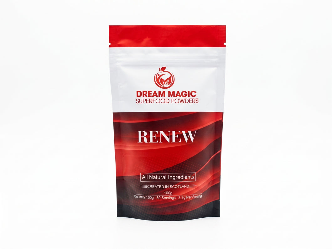 Balance Hormones with Renew - Superfood Powder containing Flaxseed, Raspberry, Strawberry, Carrot, Beetroot, Coconut Water and Banana