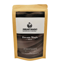 Dream Magic Black Powder - a coffee blend containing Arabica Coffee, Chaga Mushroom, Lions Mane Mushroom and Rhodiola Herb