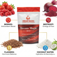 Balance Hormones with Red - Superfood Powder containing Flaxseed, Raspberry, Strawberry, Carrot, Beetroot, Coconut Water and Banana