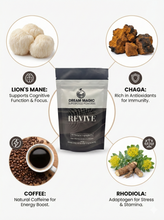 Brain Boost with Revive - A mushroom coffee blend containing Arabica Coffee, Functional Mushrooms and Rhodiola Herb