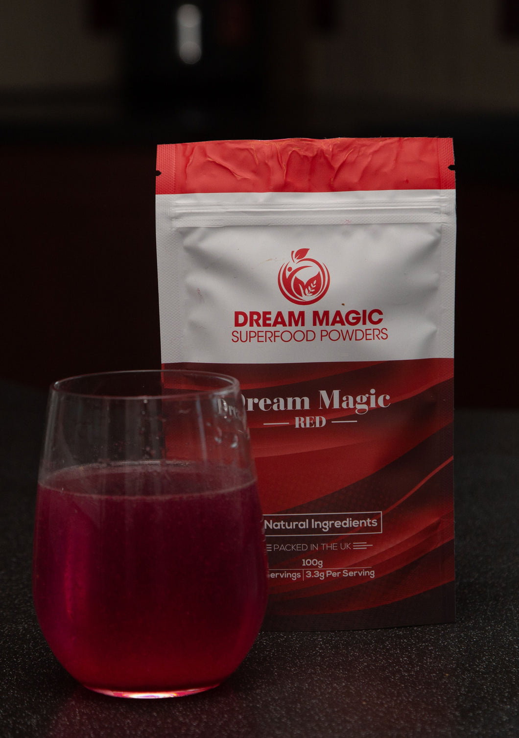 Dream Magic Red Powder (containing Flaxseed, Raspberry, Strawberry, Carrot, Beetroot, Coconut Water and Banana)