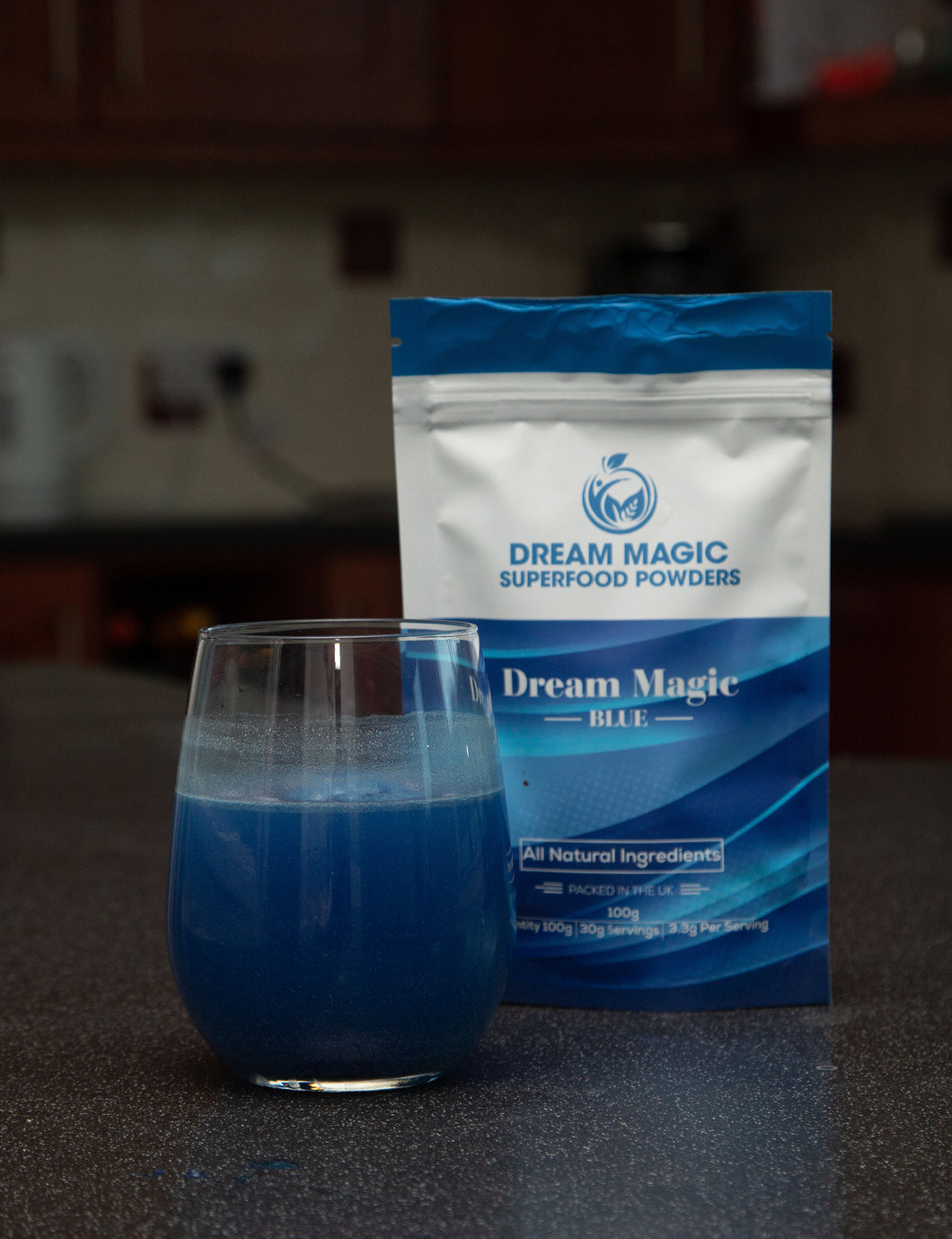 Dream Magic Blue Powder (containing Blue Spirulina, Maca, Baobab, Lucuma and Blueberry)